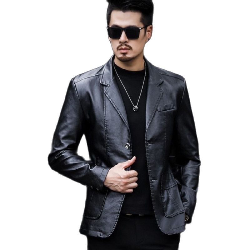 2021 High Quality Men's Clothing Suit Leather Jacket Overcoat Coats ...